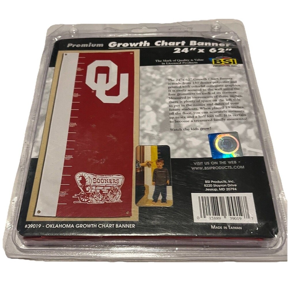 OU Oklahoma Sooners Premium 24 x 62" Growth Chart Wall Hanging Team Banner BSI